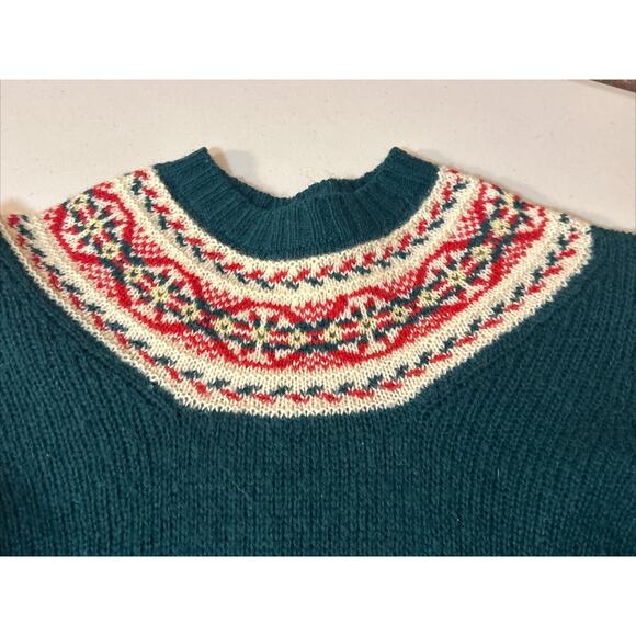 Deans of Scotland Vintage Fair Isle Shetland Wool Dark Green Sweater, Size 34 - Picture 1 of 13